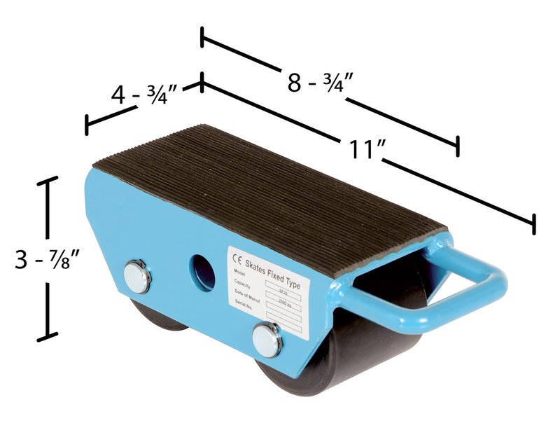 Vestil FMS-2.5 Steel Fixed Machinery Skates 10-3/4 In. x 4-3/4 In. x 4 In. 5,000 Lb. Capacity Blue - Image 4